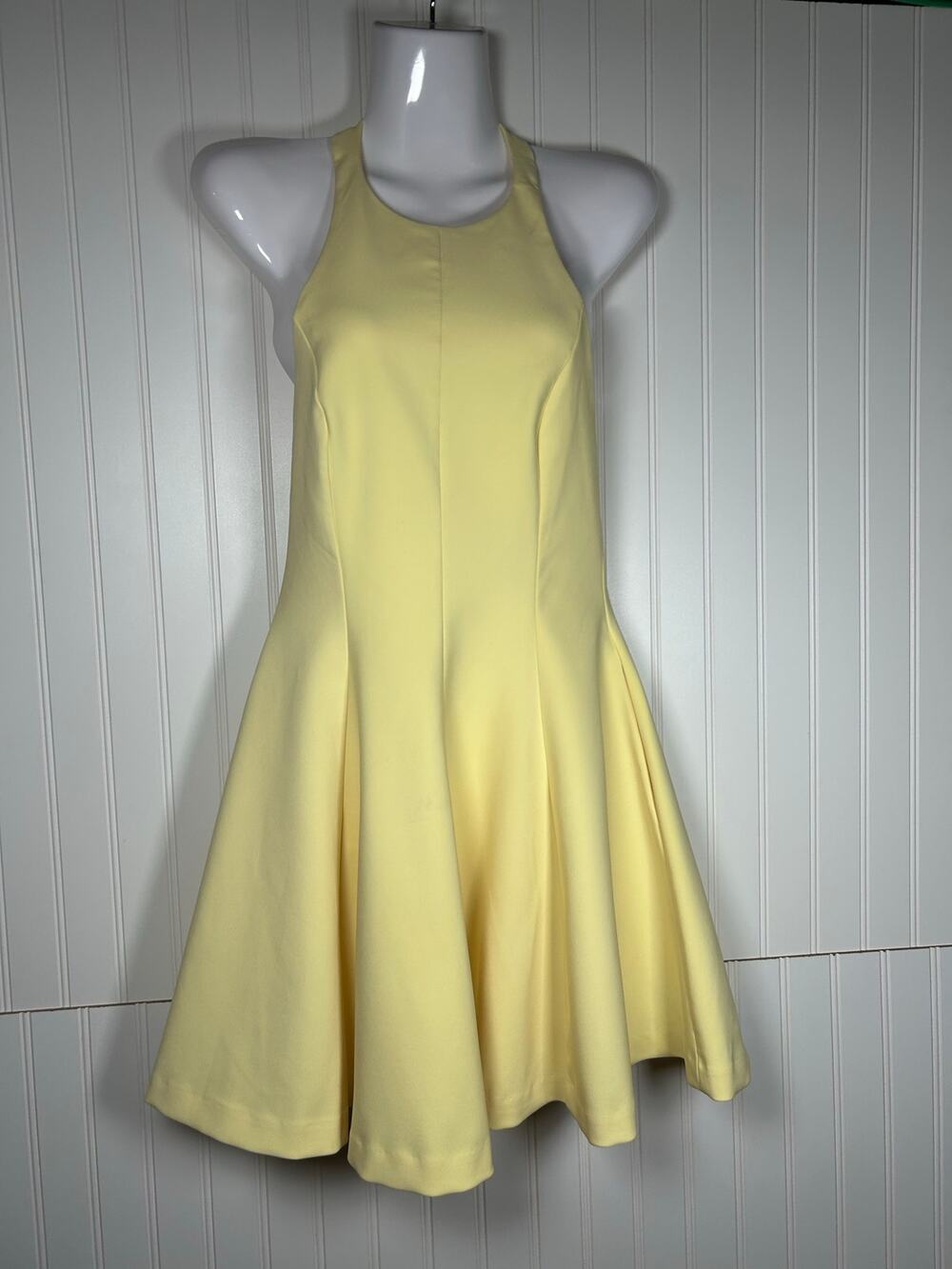 Zara butter Yellow Halter Short Dress Flared Fit & Flare Open Back XS